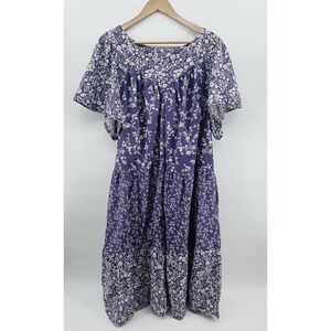 Only Necessities Peasant 2X Purple Floral Cottagecore House Dress Muumuu RR17